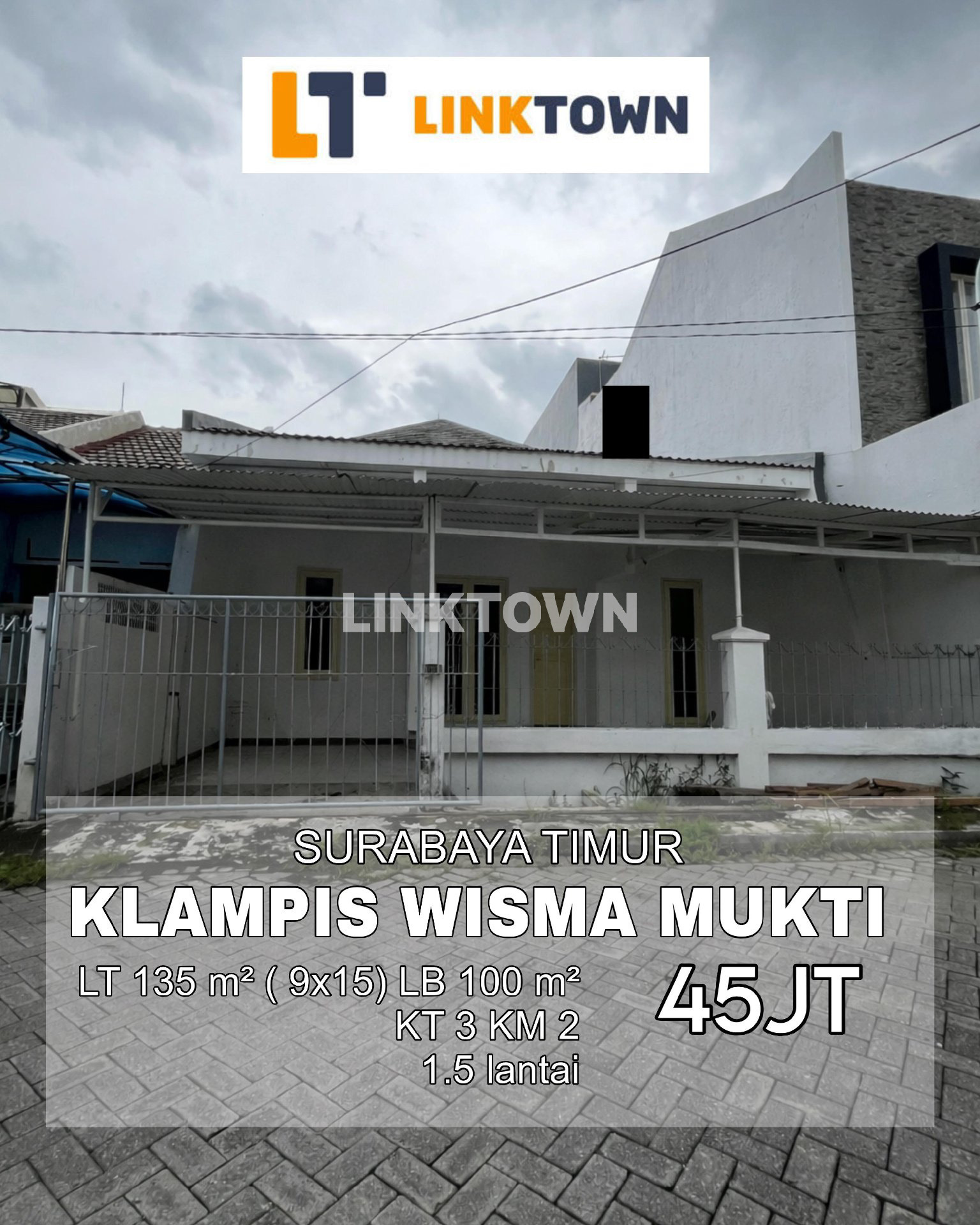 Sangat Murah Disewakan Rumah 1.5 Lantai Dekat Pusat Kota Surabaya di Klampis Wisma Mukti