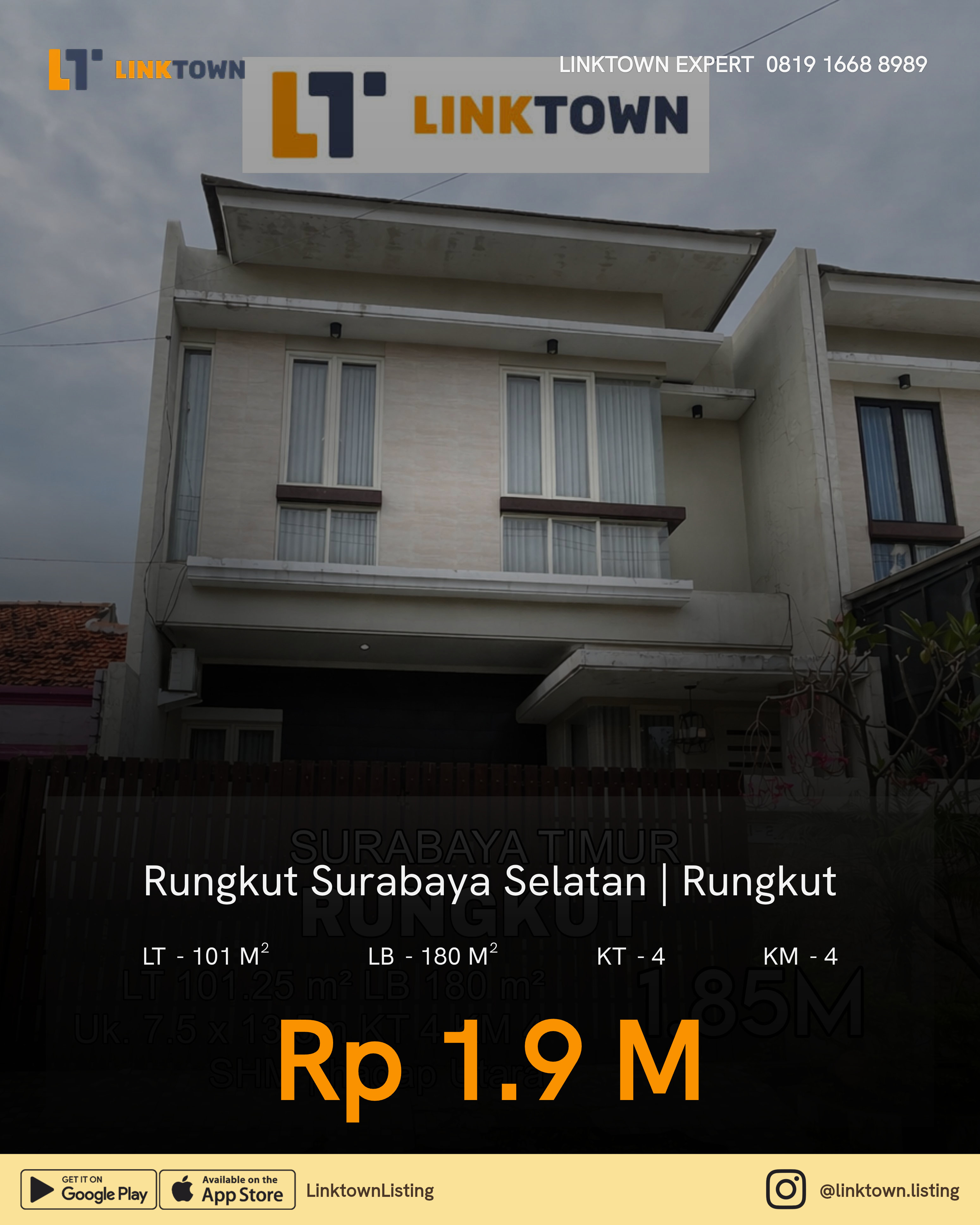 Rumah 2 Lantai Free Elektronik dan Furnish di Rungkut Surabaya