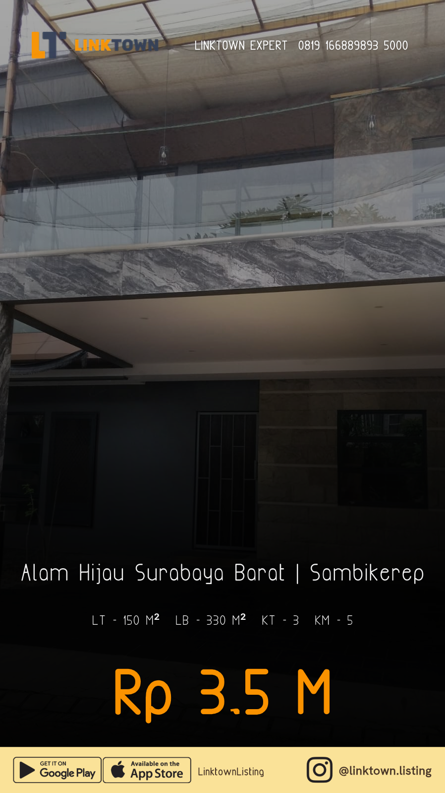 Rumah 2 Lantai Modern Minimalis Nego di Alam Hijau Surabaya Barat