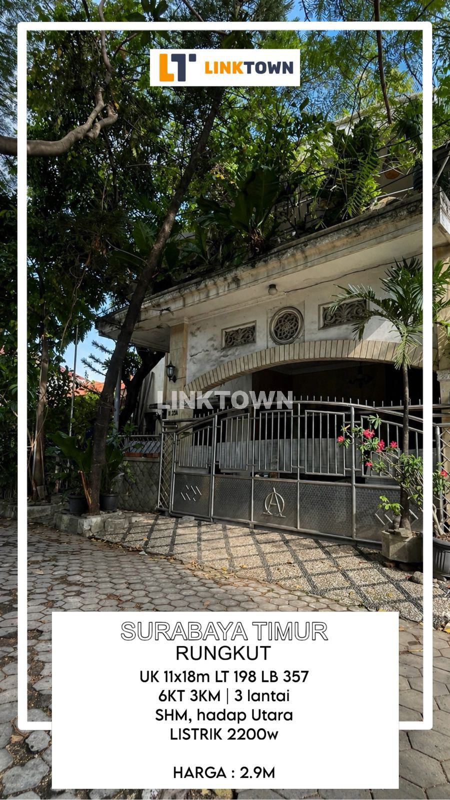 Dijual Rumah 3 Lantai di Rungkut Menanggal Surabaya Timur