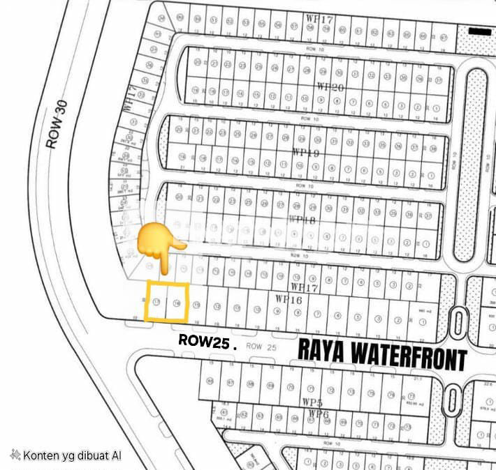 Tanah Bebas Banjir dengan Row Jalan Sangat Lebar di Taman Raya Waterfront Citraland