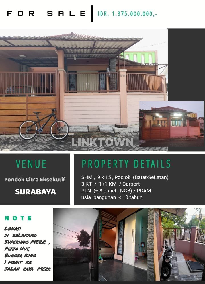 Dijual Rumah Srategis di Kawasan Pondok Citra Eksekutif Selangkah ke Raya Merr Dijual Rumah Srategis di Kawasan Pondok Citra Eksekutif Selangkah ke Raya Merr
